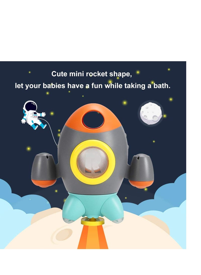 SOLARAE Baby Bath Toys, Space Rocket Rotating Spray Water Toy, Space Rocket Shape Bathtub Toys for Toddlers, Girls and Boys Bath Toys for Toddler (Grey) - Image 5