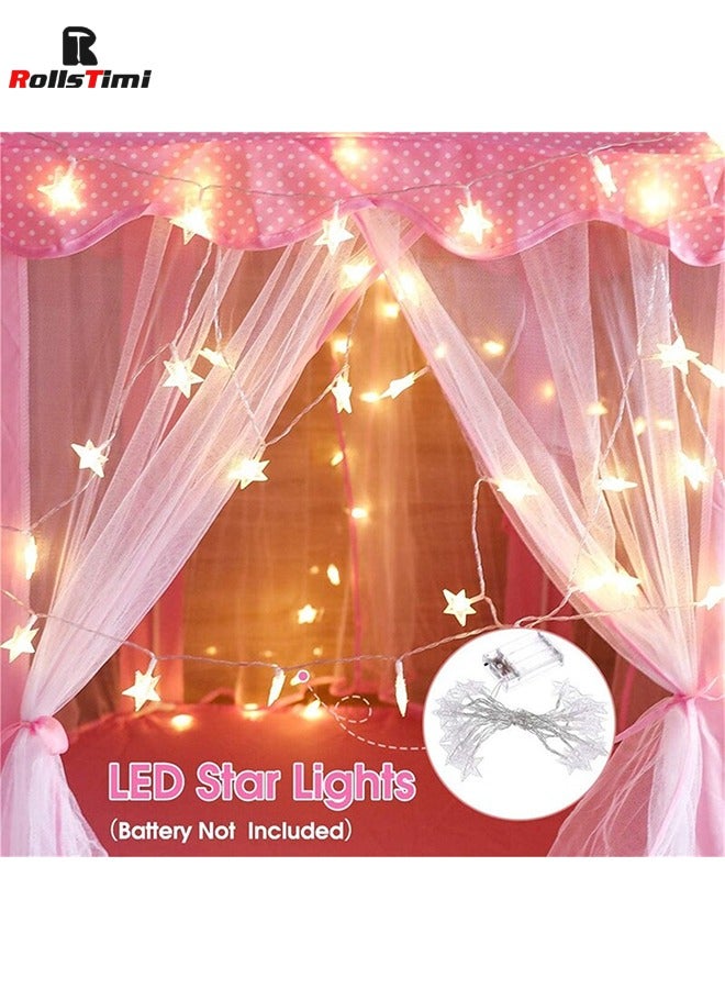 RollsTimi  Princess Tent Girls Large Playhouse Kids Castle Play Tent with Fairy Star Lights, Pink - Image 2