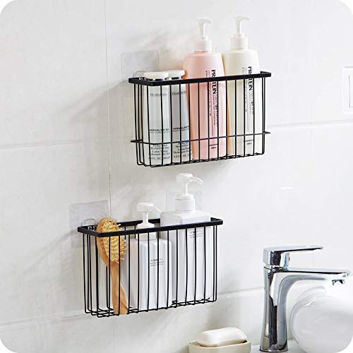 Styxon Stainless Steel Wall Mounted Self Adhesive Bathroom Self Storage Shampoo Soap Lotions Oil and Liquid Conditioner Holder Bath Wall Hanging Basket Black - Image 3