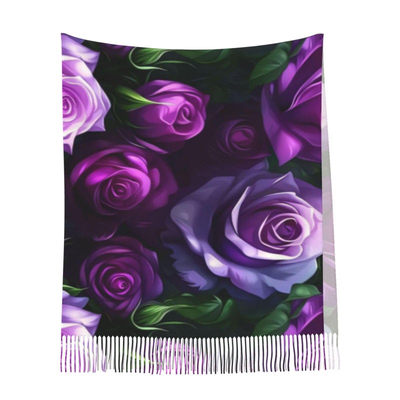 Black Oversize Pashmina Scarf Shawl Wrap Soft Warm Tassel Blanket One Size - Image 5