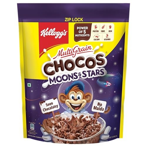Kellogg's Chocos Moons & Stars, With Whole Grain, Source Of Fibre, High In Calcium & Protein, With 10 Essential Vitamins & Minerals, Breakfast Cereals, 1.15 /1.2 Kg Pack (Weight May Vary) - Image 1