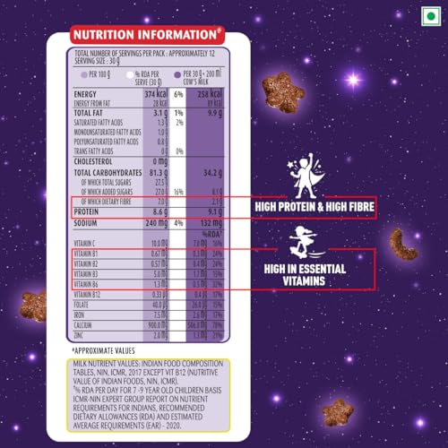 Kellogg's Chocos Moons & Stars, With Whole Grain, Source Of Fibre, High In Calcium & Protein, With 10 Essential Vitamins & Minerals, Breakfast Cereals, 1.15 /1.2 Kg Pack (Weight May Vary) - Image 4