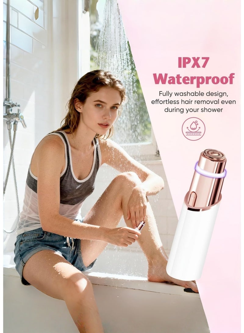 JoyousSto 2 In1 Facial Hair Remover for Women, Painless Face Shaver, Mini Hair Remover, Electric Razor Shaver Portable Bikini Epilator for Lips, Chin, Armpit, Peach Fuzz,Neck, Cheek Etc,White - Image 4