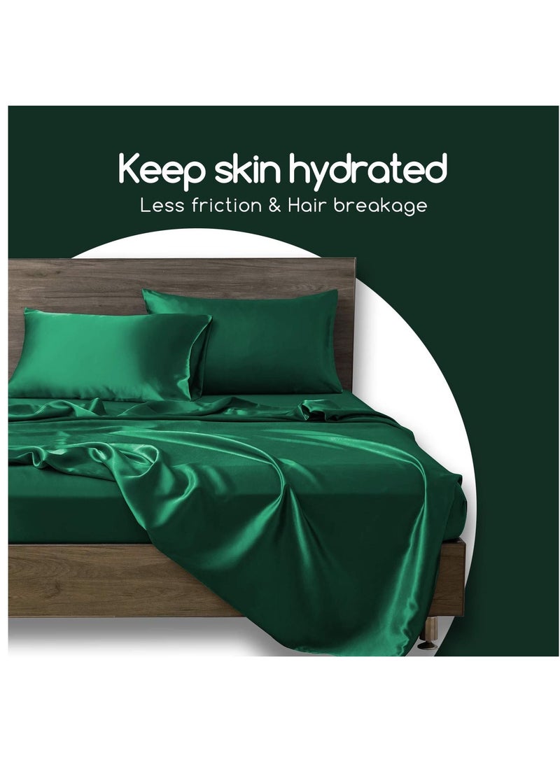 Arabest 2-Piece Simple Solid Colour Silk Satin Pillow Case with Envelope Closure for Hair and Skin Dark Green 51x76/51x102cm  - Image 5