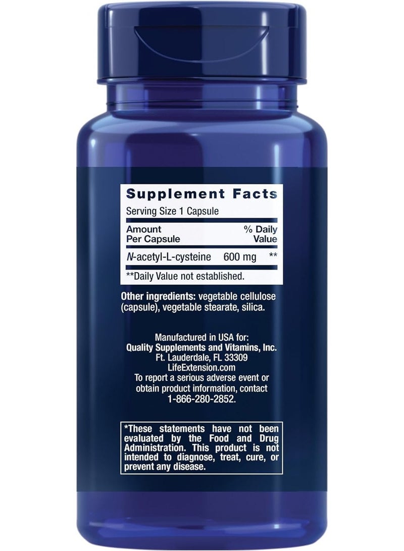 Life Extension N-Acetyl-L-Cysteine, 600 mg, 60 Capsules Packaging May Vary - Image 2