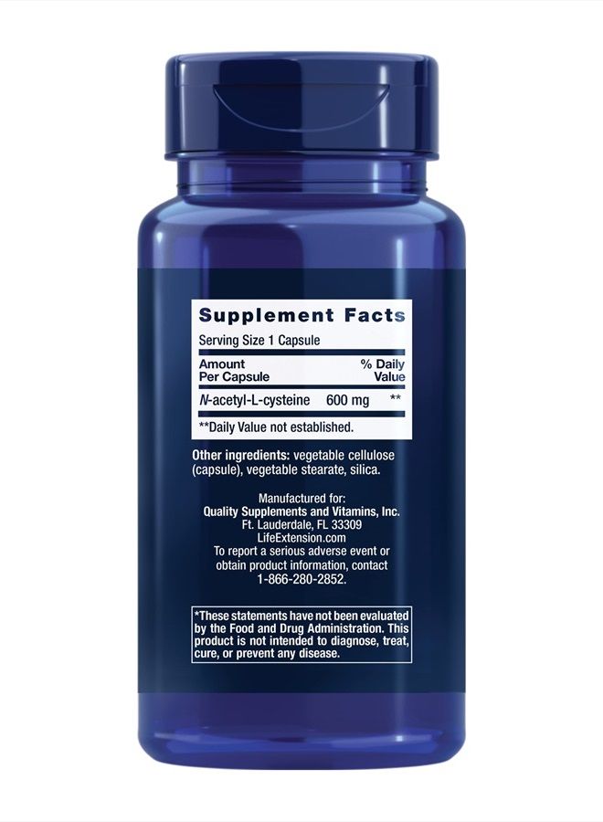 Life Extension N-Acetyl-L-Cysteine, 600 mg, 60 Capsules Packaging May Vary - Image 5