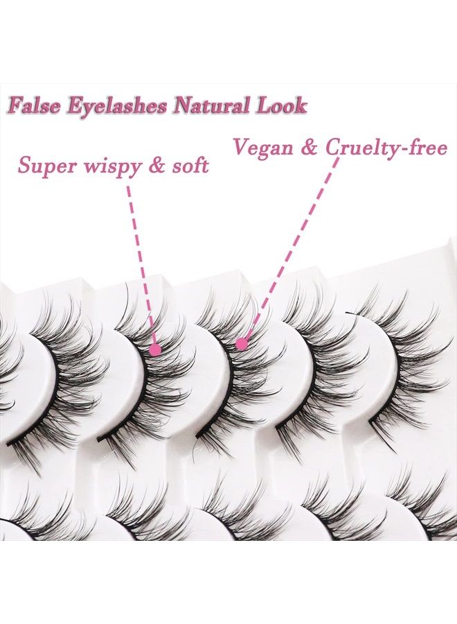 Losha Manga Lashes Fluffy Faux Mink Lashes Natural Look 10 Pairs Asian False Eyelashes Pack Look Like Individual Clusters (6D75) - Image 4
