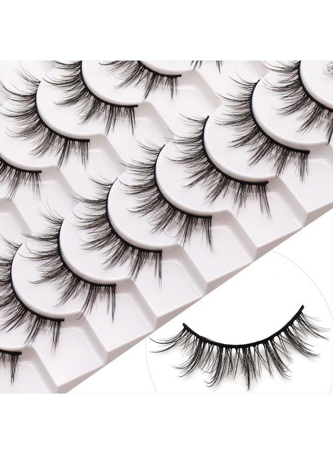 Losha Manga Lashes Fluffy Faux Mink Lashes Natural Look 10 Pairs Asian False Eyelashes Pack Look Like Individual Clusters (6D75) - Image 5