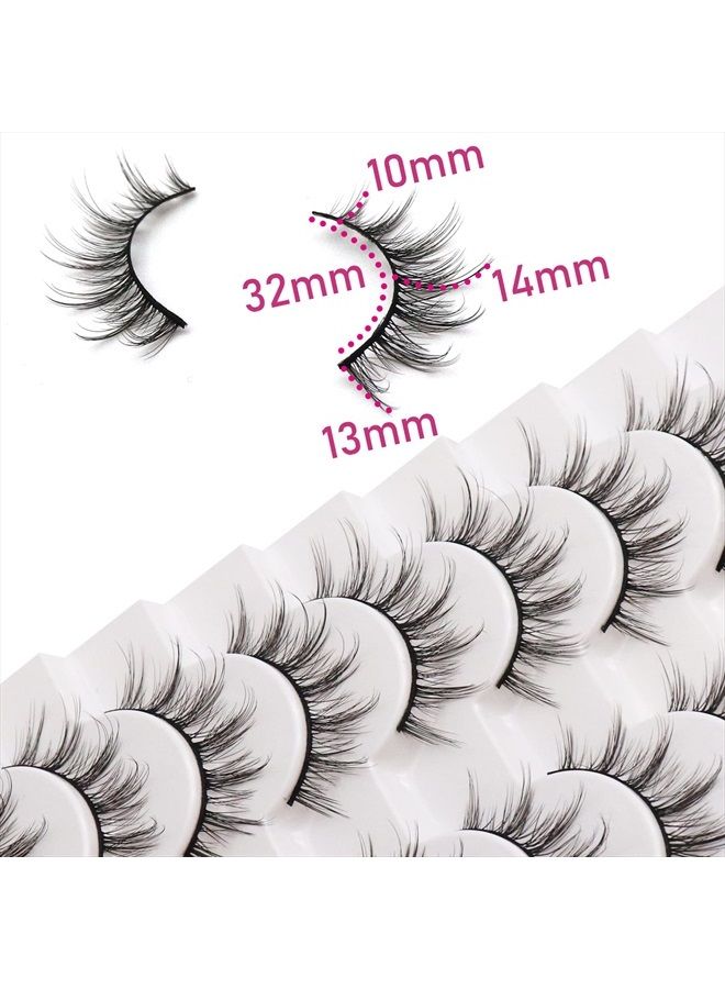 Losha Manga Lashes Fluffy Faux Mink Lashes Natural Look 10 Pairs Asian False Eyelashes Pack Look Like Individual Clusters (6D75) - Image 3