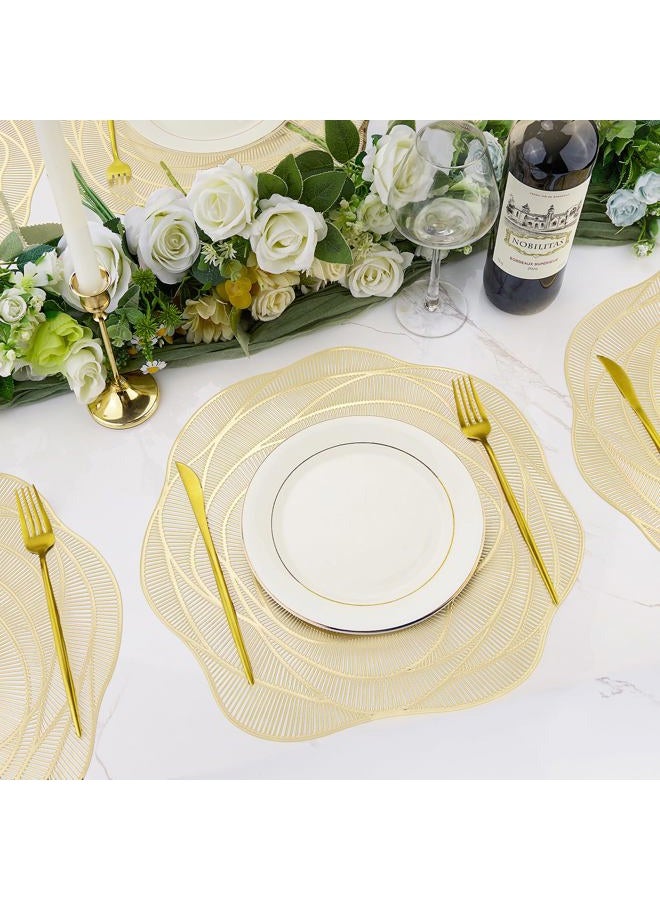 AdasBridal Gold Round Rose Placemats 6pcs for Dinning Table Metallic Plastic Vinyl Place Mats Durable Decorative Table Mats for Daily Use Holiday Wedding Birthday Party Dinner Tableware - Image 4