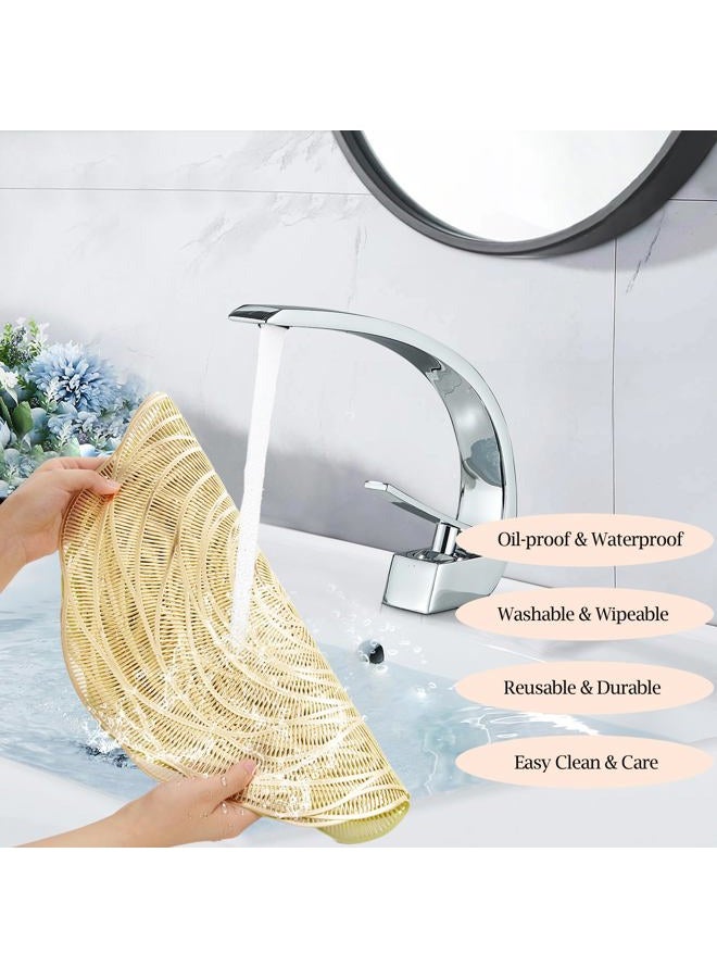 AdasBridal Gold Round Rose Placemats 6pcs for Dinning Table Metallic Plastic Vinyl Place Mats Durable Decorative Table Mats for Daily Use Holiday Wedding Birthday Party Dinner Tableware - Image 5