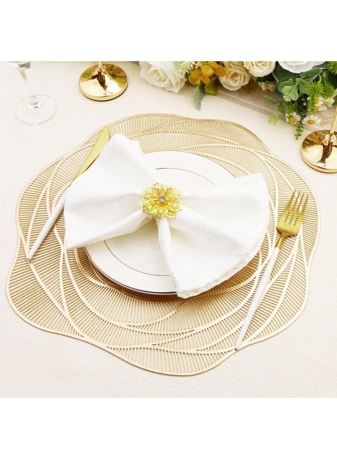AdasBridal Gold Round Rose Placemats 6pcs for Dinning Table Metallic Plastic Vinyl Place Mats Durable Decorative Table Mats for Daily Use Holiday Wedding Birthday Party Dinner Tableware - Image 3
