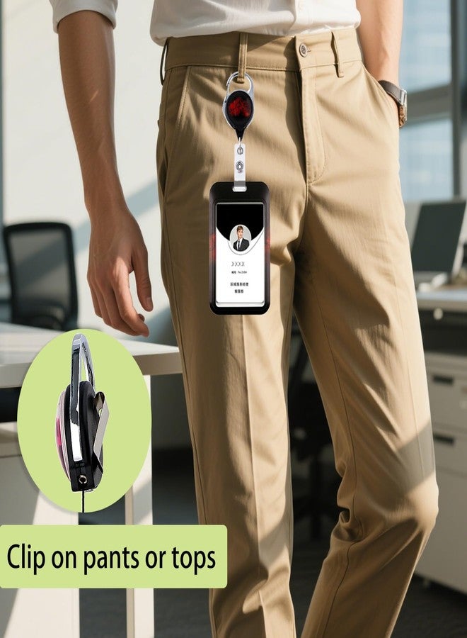 DMLSKY Black Red ID Badge Holder with Retractable Reel Clip, Cool Galaxy Badge Card Keycard Protector Hard Vertical, Heavy Duty Keychain for Name Badge Clip Office Work Nurse Student Teacher Women Men - Image 2