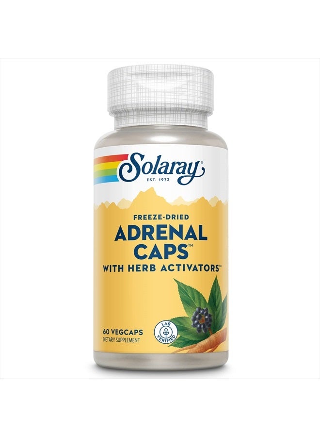 SOLARAY Adrenal Caps, Freeze-Dried - Wellness Support Adrenal Cocktail with Herb Activators Eleuthero, Gotu Kola, Licorice and Clove - Lab Verified, 60-Day Guarantee - 30 Servings, 60 VegCaps - Image 1