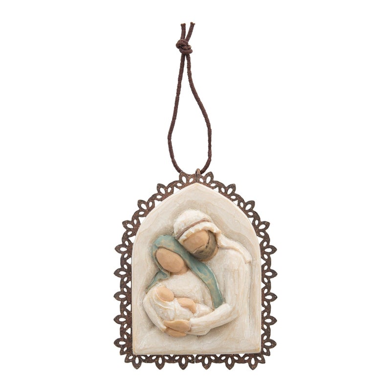 Willow Tree Holy Family A Child is Born Features Holy Family as Thoughtful Appreciation Gift for Friends Hostess Teacher Sculpted HandPainted BasRelief MetalEdged Ornament