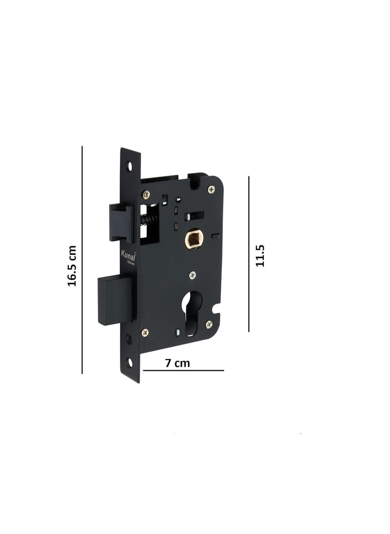 Kunal - Kunal Inova BBG Main Door Handle Lock Set with 60MM Brass Cylindrical Lock 3 computrised Brass Ultra Key OfficeBedroom Lock with JBlackBlk Gloss Finish Matrial SteelZinc Size 8 Inch - Image 1