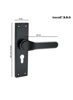 Kunal Kunal Inova BBG Main Door Handle Lock Set with 60MM Brass Cylindrical Lock 3 computrised Brass Ultra Key OfficeBedroom Lock with JBlackBlk Gloss Finish Matrial SteelZinc Size 8 Inch  - Image 3