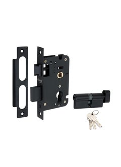 Kunal Kunal Inova BBG Main Door Handle Lock Set with 60MM Brass Cylindrical Lock 3 computrised Brass Ultra Key OfficeBedroom Lock with JBlackBlk Gloss Finish Matrial SteelZinc Size 8 Inch  - Image 5