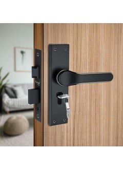 Kunal Kunal Inova BBG Main Door Handle Lock Set with 60MM Brass Cylindrical Lock 3 computrised Brass Ultra Key OfficeBedroom Lock with JBlackBlk Gloss Finish Matrial SteelZinc Size 8 Inch  - Image 1