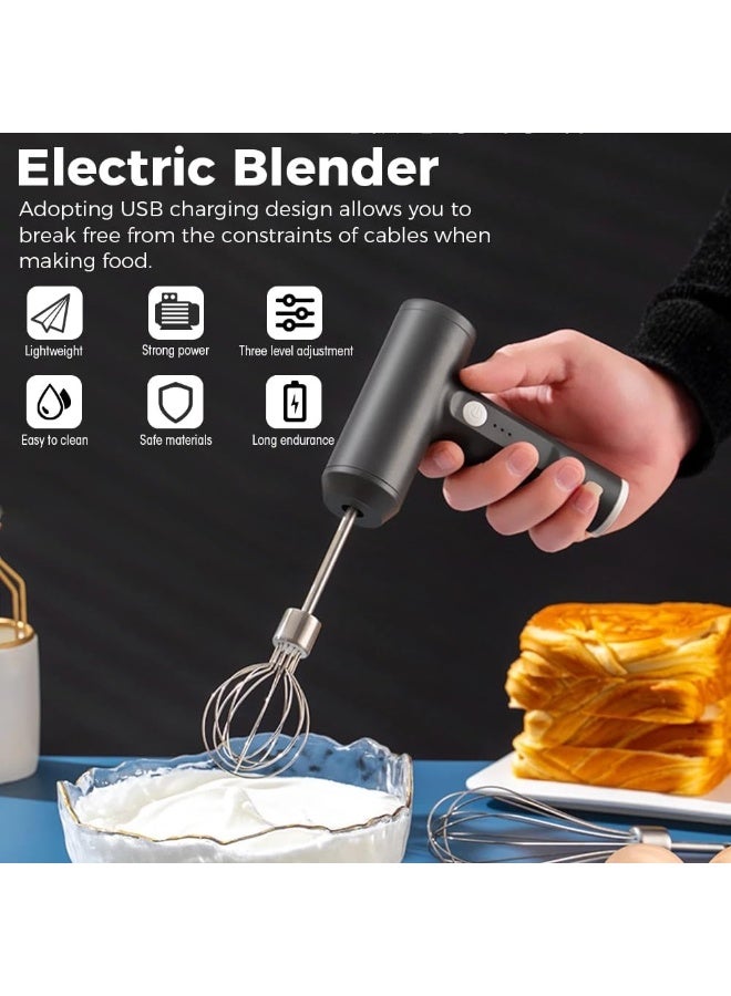 Lukadah Electric Food Mixer Handheld Egg Beater, Portable 3-Speed Rechargeable Mixer for Baking Cake Cream Dough, USB Electric Whisk Blender for Kitchen Cooking Tools (Multi-colour) - Image 3