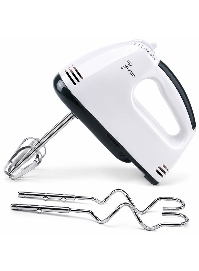 Super Hand Mixer Electric Handheld Mixer, 260W 7-Speed Kitchen Mixer with Turbo Power, 2 Stainless Steel Beaters & 2 Dough Hooks, Lightweight Portable Food Mixer for Baking, Whipping, Mixing, Beating Eggs, Cream, Cake Batter & Dough