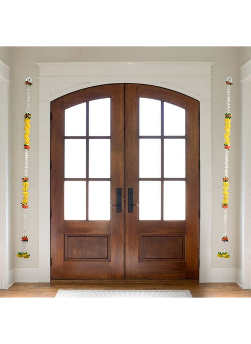 SAUDEEP INDIA Saudeep India Traditional Marigold Fluffy Flowers Garlands Toran for Door Hanging Home Decoration for Main Door Ideal for Traditional Inauguration Parties Festivals DiwaliPattern 07  - Image 1