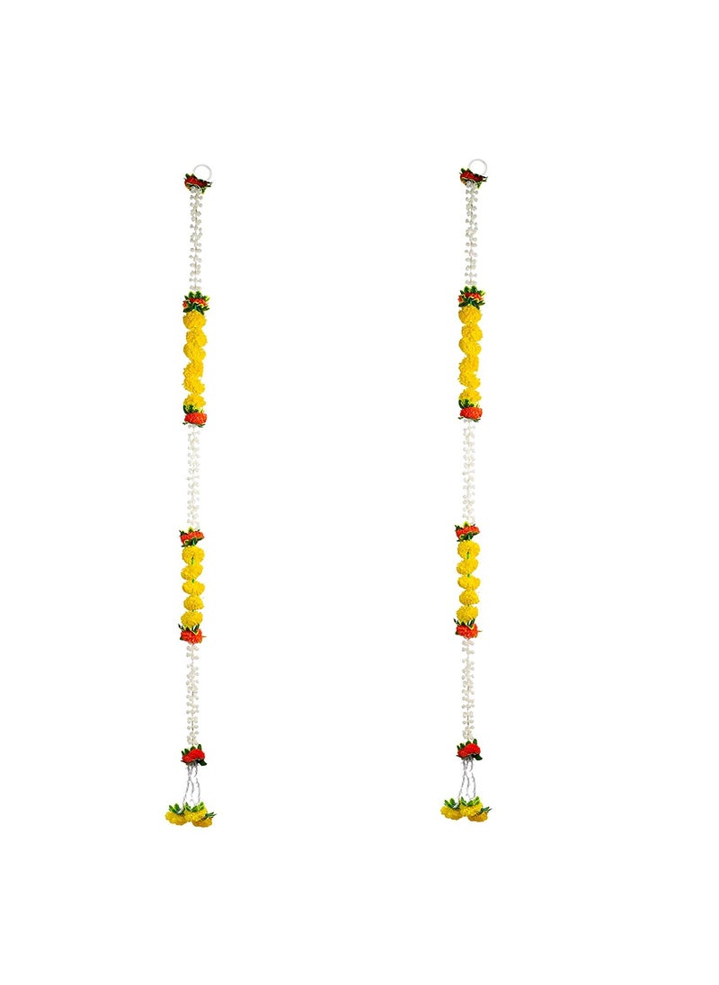 SAUDEEP INDIA Saudeep India Traditional Marigold Fluffy Flowers Garlands Toran for Door Hanging Home Decoration for Main Door Ideal for Traditional Inauguration Parties Festivals DiwaliPattern 07  - Image 5