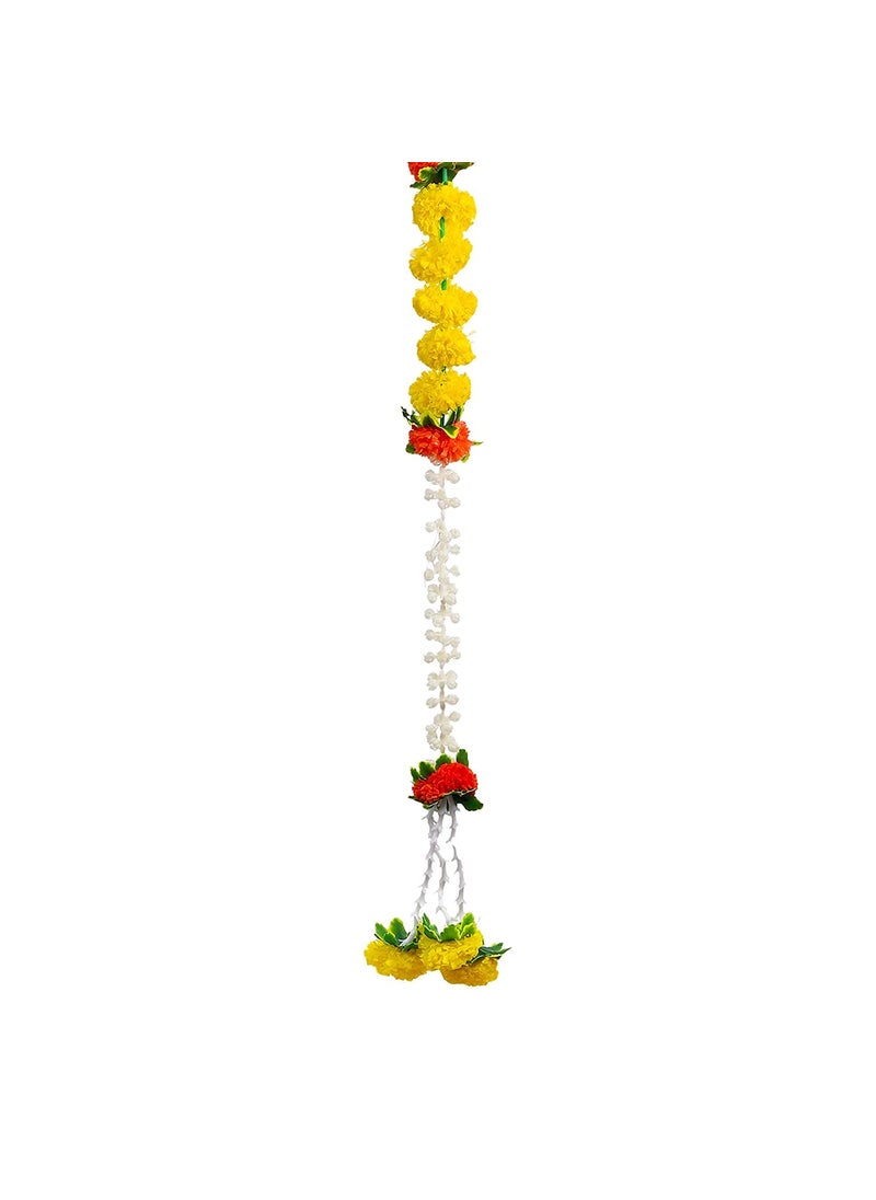 SAUDEEP INDIA Saudeep India Traditional Marigold Fluffy Flowers Garlands Toran for Door Hanging Home Decoration for Main Door Ideal for Traditional Inauguration Parties Festivals DiwaliPattern 07  - Image 3