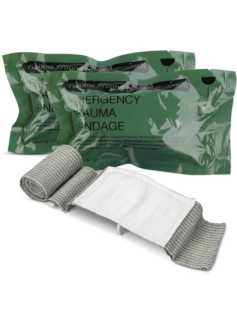Risen RISEN Israeli Bandage Vacuum Sterile Compression Bandages for First Aid Emergency Battle Wound Dressing Self-Rescue, 4 Inch, 2 Pack 