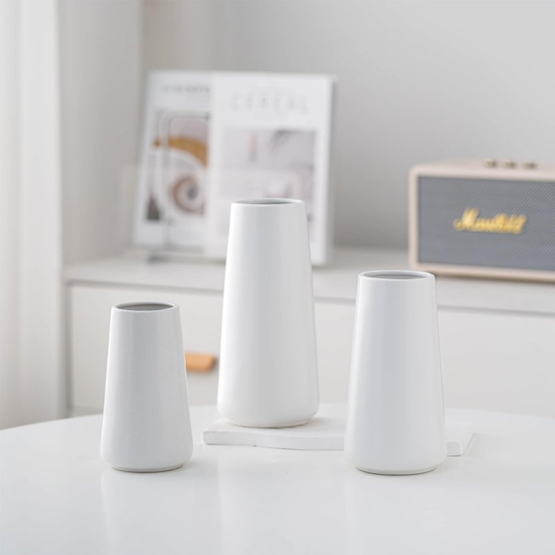 HUBUISH Ceramic Vase - Flower Vase Minimalism Style for Modern Table Shelf Home Decor  Fit for Fireplace Bedroom Kitchen Living Room Centerpieces Office Desk (Solid White  Super Big) - Image 3