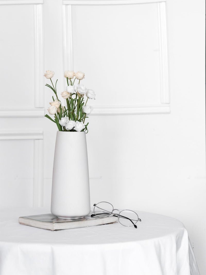 HUBUISH Ceramic Vase - Flower Vase Minimalism Style for Modern Table Shelf Home Decor  Fit for Fireplace Bedroom Kitchen Living Room Centerpieces Office Desk (Solid White  Super Big) - Image 4