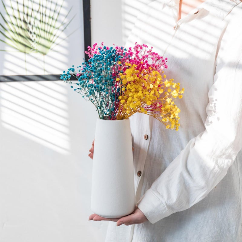 HUBUISH Ceramic Vase - Flower Vase Minimalism Style for Modern Table Shelf Home Decor  Fit for Fireplace Bedroom Kitchen Living Room Centerpieces Office Desk (Solid White  Super Big) - Image 5