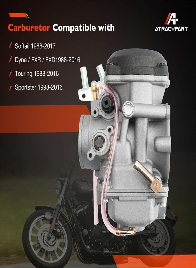 ATRACYPART مكربن ATRACYPART CV40mm متوافق مع دراجات هارلي ديفيدسون داينا وإف إكس آر سبورتستر 883 و1200 هيريتدج سوفتيل تورينج إلكترا جلايد فات بوي وغيرها، مع شمعة إشعال. - Image 2