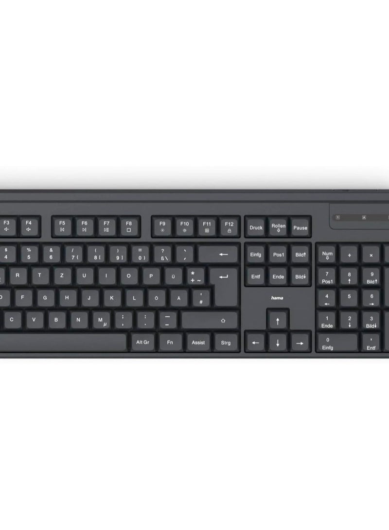هاما لوحة مفاتيح لاسلكية Hama "WKM-100" مع ماوس، لاسلكية، تعمل بالبطاريات، أسود، QWERTY GULF - Image 2