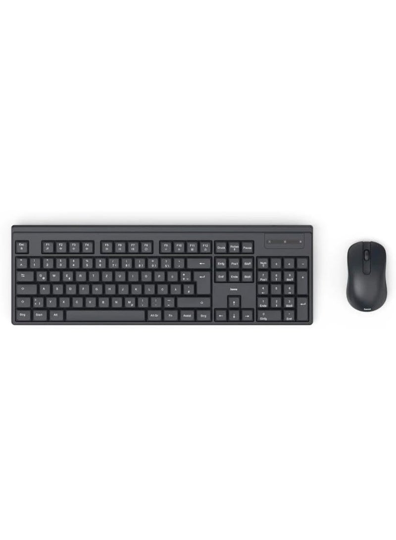 هاما لوحة مفاتيح لاسلكية Hama "WKM-100" مع ماوس، لاسلكية، تعمل بالبطاريات، أسود، QWERTY GULF - Image 1