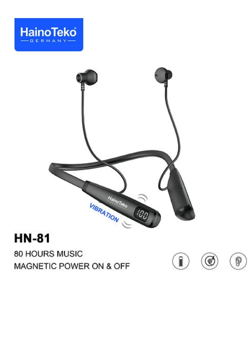Haino Teko HN 81 Wireless Bluetooth Neckband Earphone with Magnetic Power On and Off and 80 Hours Music - Image 1