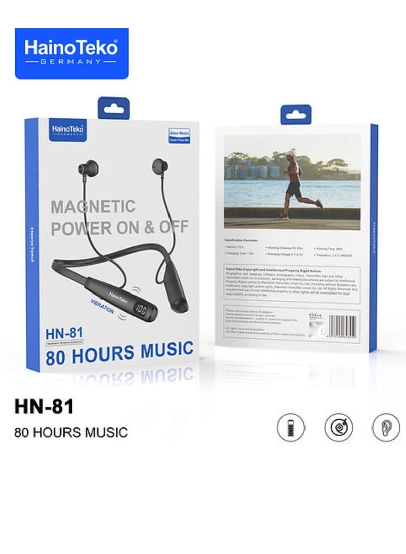 Haino Teko HN 81 Wireless Bluetooth Neckband Earphone with Magnetic Power On and Off and 80 Hours Music - Image 2