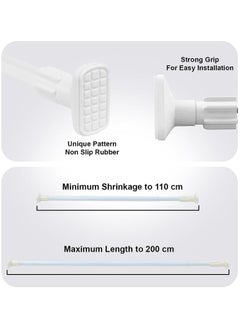 Shower Curtain Rod Adjustable 110 to 200cm, Thick & Extendable 25mm Telescopic Length No Drill Type for Cabinet, Bathroom (110cm to 200cm, White) - pzsku/ZD84DC7E099BF60E5BE85Z/45/_/1690444107/4c684d7d-9211-4c73-80d1-b4a163114b5c