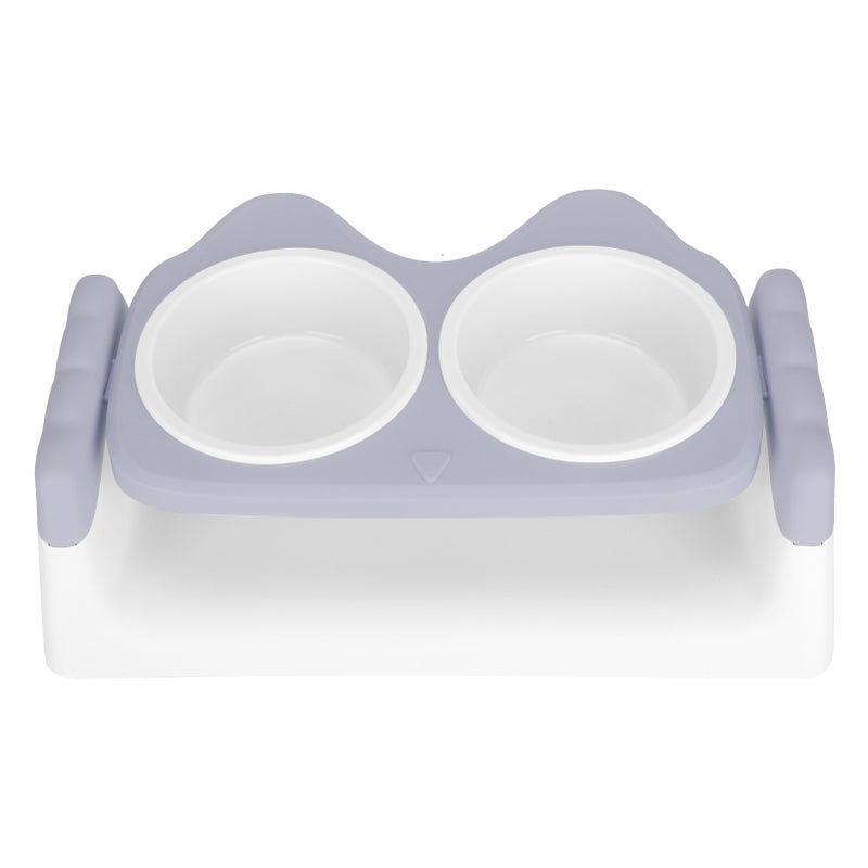 Elevated Cat Food Bowls Double Cat Food Water Bowls with Raised Stand StressFree for Pets(Gray ) - Image 5