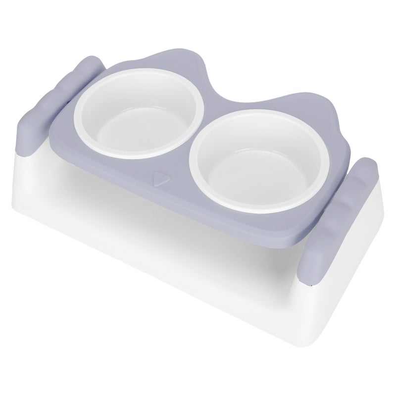 Elevated Cat Food Bowls Double Cat Food Water Bowls with Raised Stand StressFree for Pets(Gray ) - Image 1