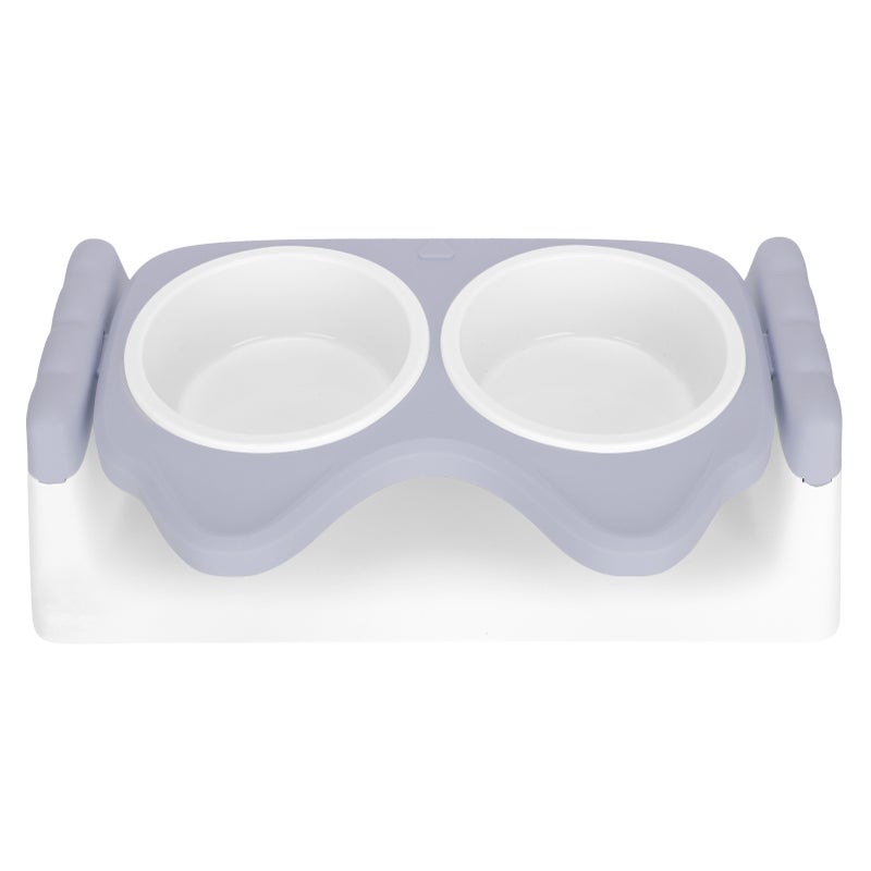 Elevated Cat Food Bowls Double Cat Food Water Bowls with Raised Stand StressFree for Pets(Gray ) - Image 4