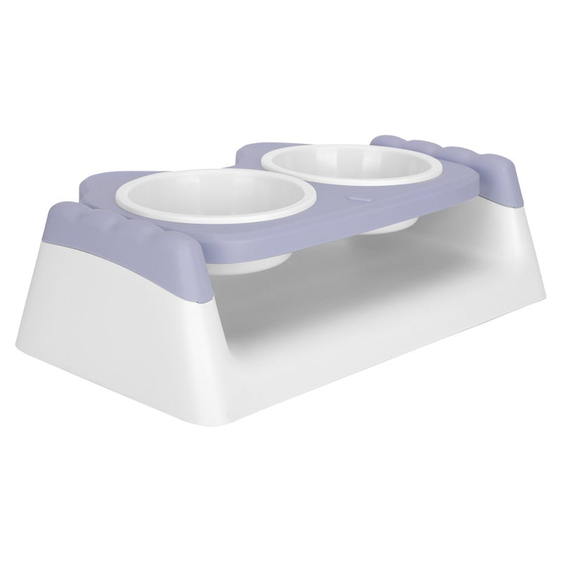 Elevated Cat Food Bowls Double Cat Food Water Bowls with Raised Stand StressFree for Pets(Gray ) - Image 2