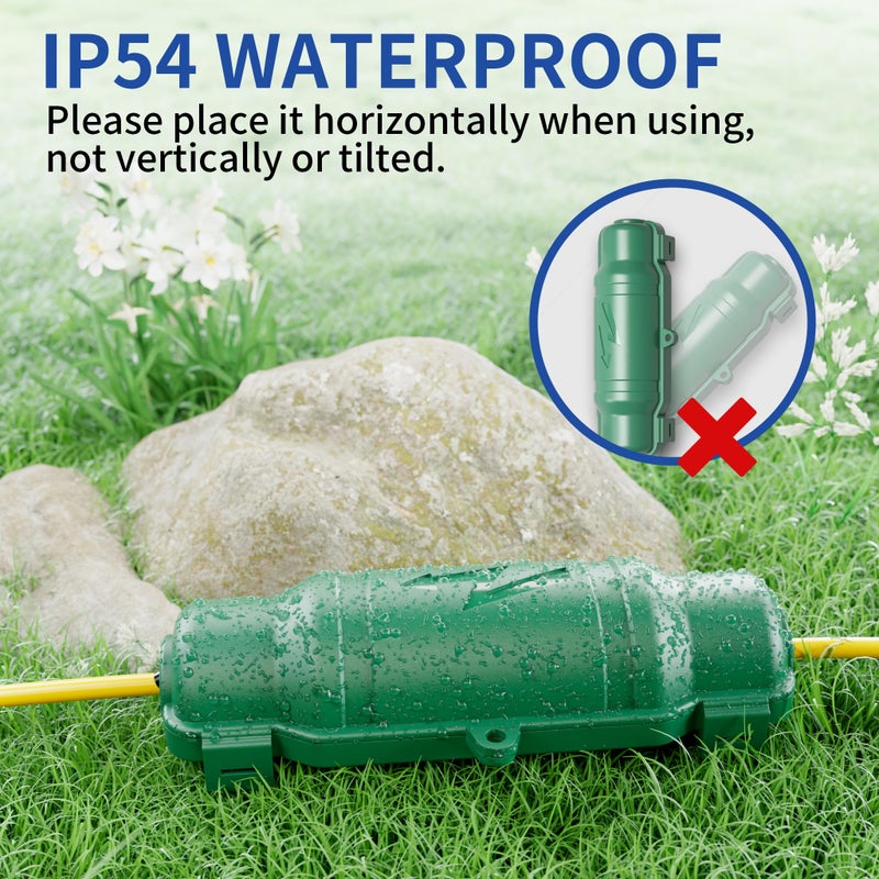 Cismorvex 6 Pack Outdoor Extension Cord Safety Cover with Waterproof Seal IP54 Water-Resistant, Weatherproof Electrical Connection Box with 2 Latches, Plug, Socket, Holiday Decoration Light, Green - Image 5