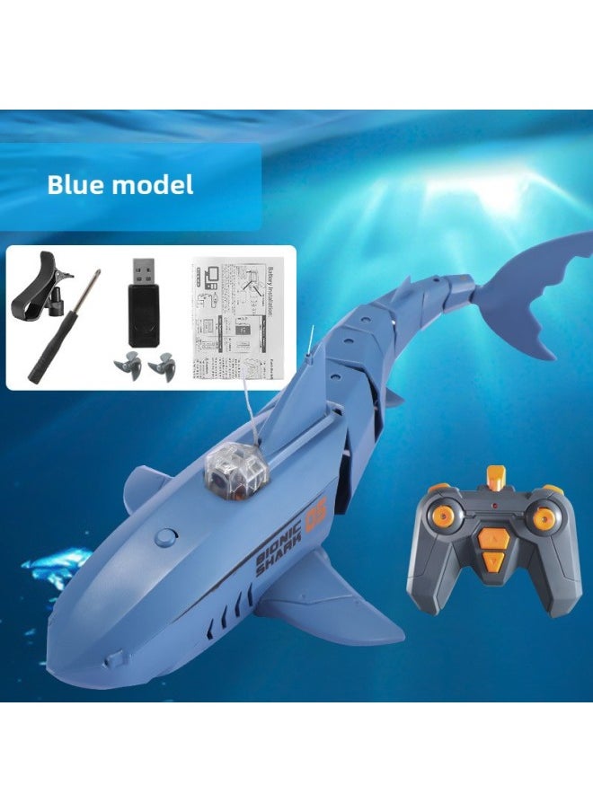 Submarine Remote Control Shark Simulation Fish 2.4G Children Electric Remote Control Shark Submarine Boys' Endurance Toy-Color:Standard Blue  - Image 4