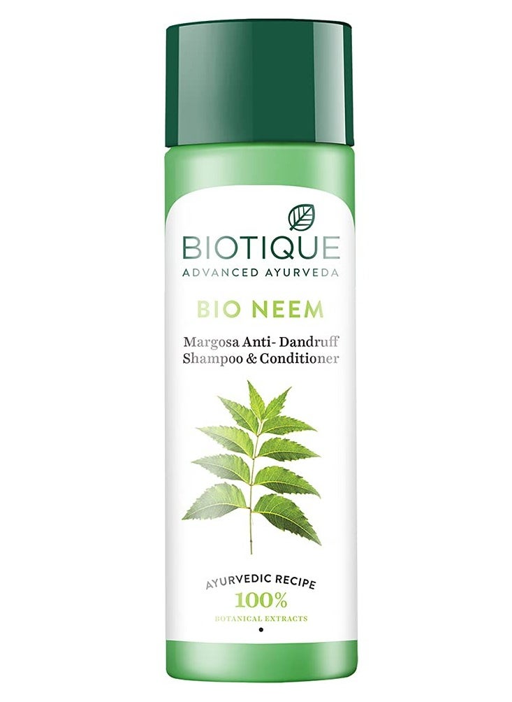 Biotique Fresh Neem Anti Dandruff Shampoo Conditioner Controls Dandruff Reduces Dryness Flaking Itching Lustrous Hair 120ml 