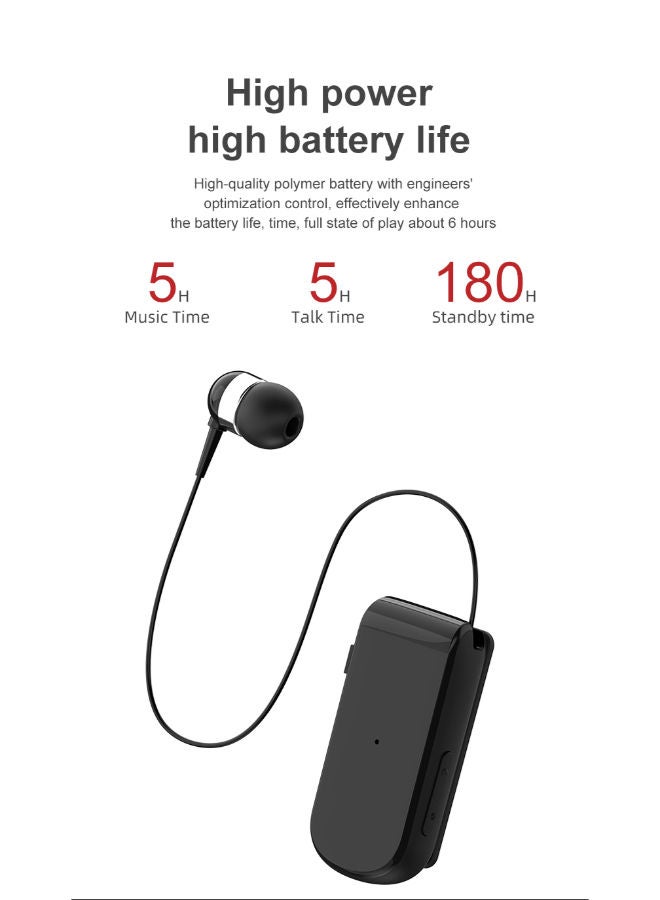 SHOPI K52 Retractable Bluetooth Earphone Telescopic Sports Earphone with Stereo Earbud Clip Luxury Vibration - Image 2