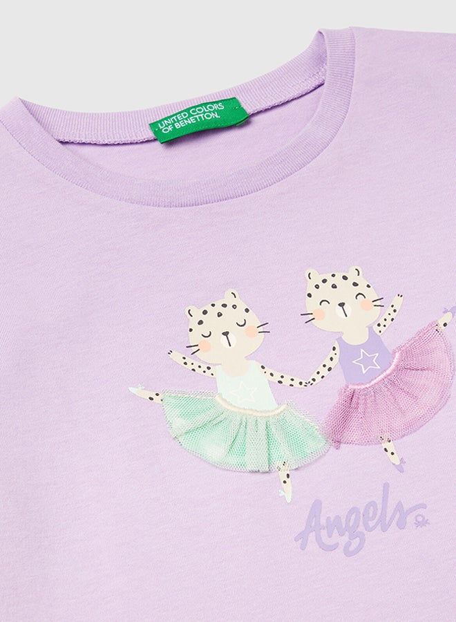 بينيتون تي شيرت بنات مع طباعة وزين - Image 2