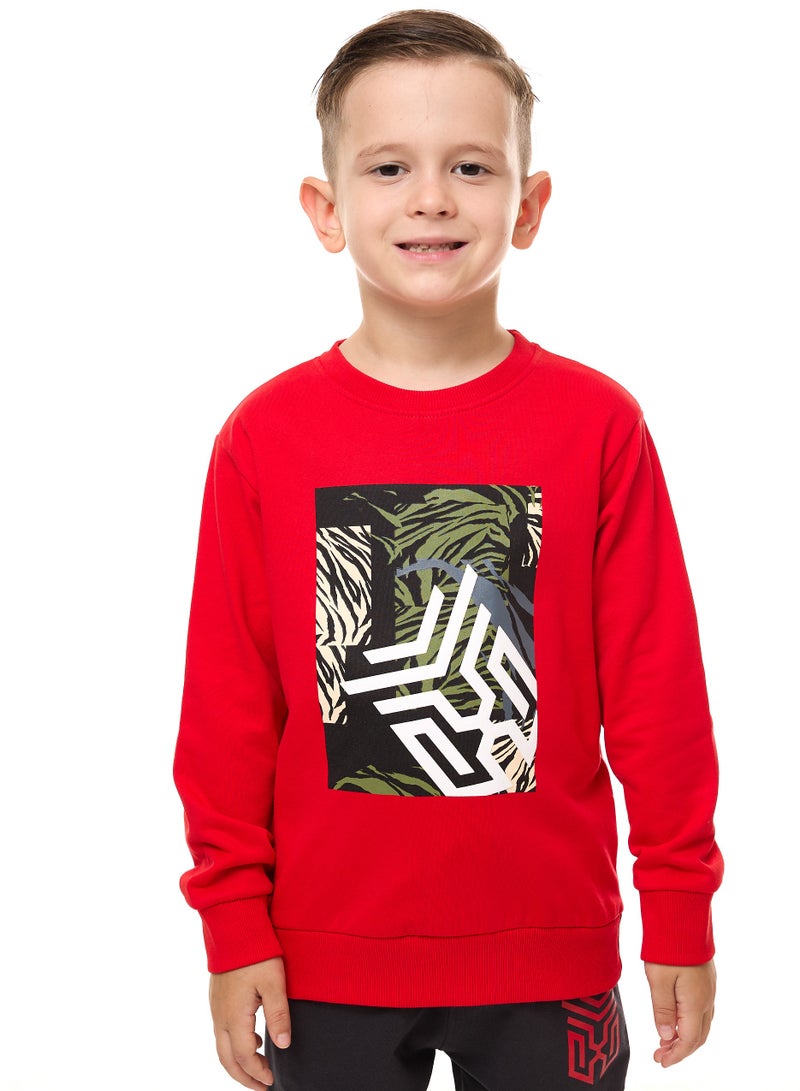 فكتور اند جين طقم سويت شيرت وبنطلون رياضي للأولاد مكون من قطعتين (من 2 إلى 8 سنوات) باللون الأحمر الداكن - Image 5