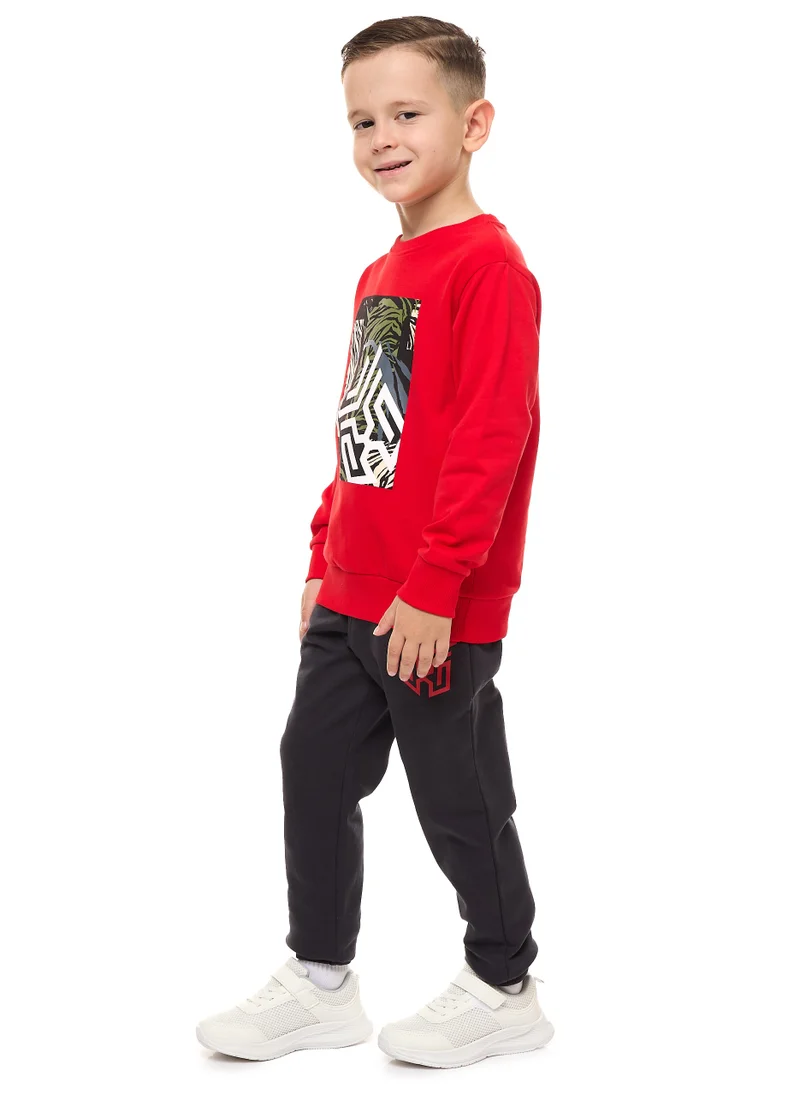 victor and jane Boys' 2-Piece Sweatshirt and Jogger Set (2 -8 yrs)  Red-Navy