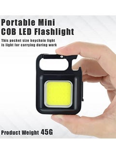 Toshionics 2 Pcs Key Chain LED Light 800 Lumens COB Rechargeable Keychain Mini Flashlight 4 Light Modes Portable Pocket Light with Folding Bracket Bottle Opener and Magnet Base for Fishing Walking Camping  - Image 2